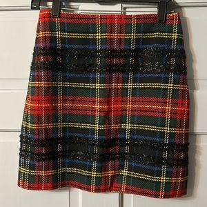 J Crew Red Plaid Miniskirt